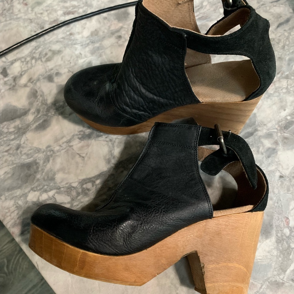 Free people wood heel wedge.